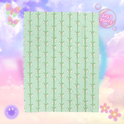 Green Bows Bookish Velveteen Plush Blanket - Cozy Reading Throw