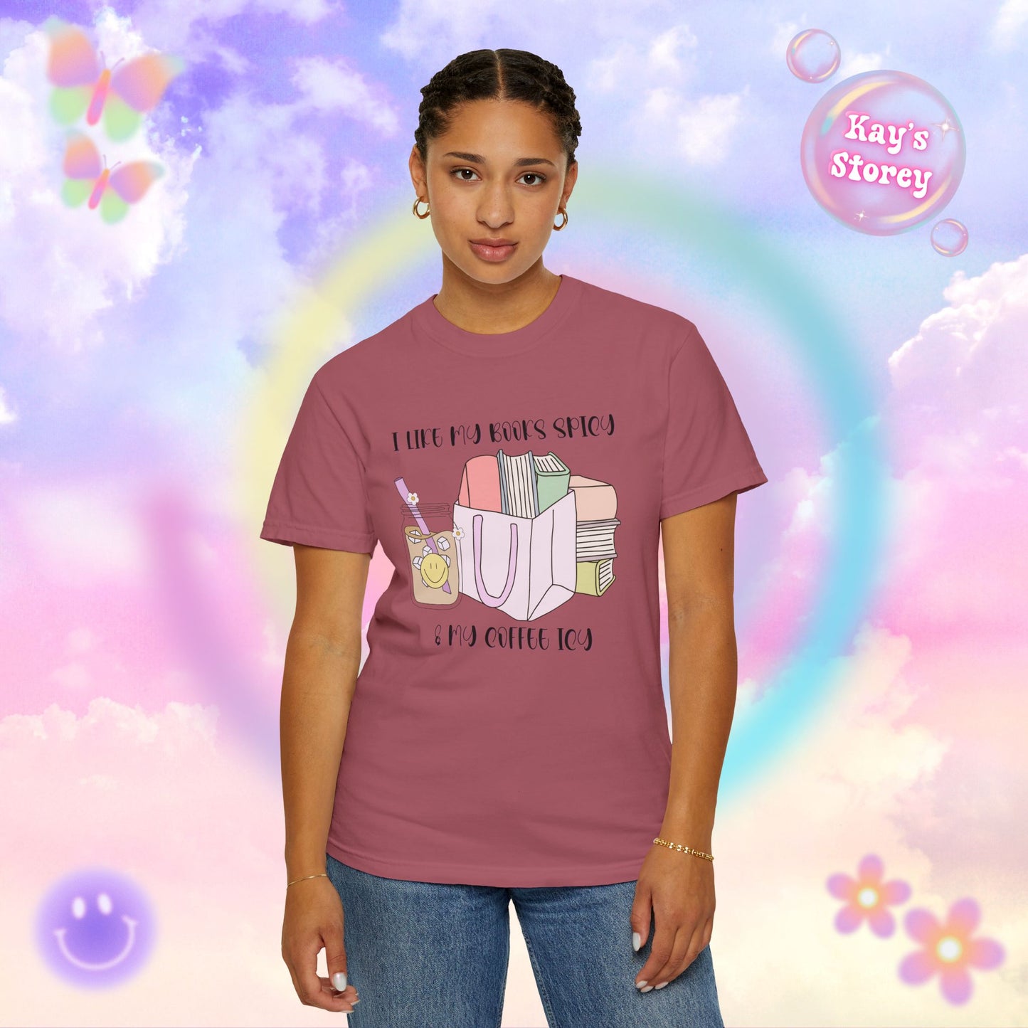 Books Spicy, Coffee Icy Comfort Colors T-Shirt