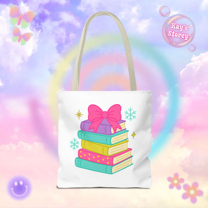 Book Stack Christmas Tote Bag