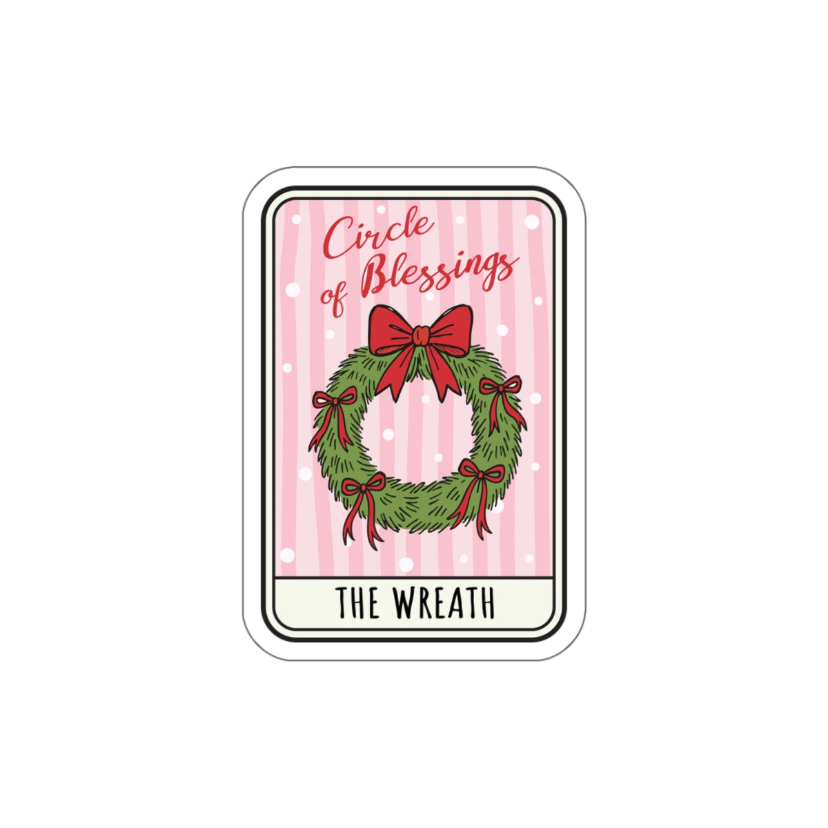 Wreath Tarot Bookish Holiday Die-Cut Sticker - Festive Reading-Themed