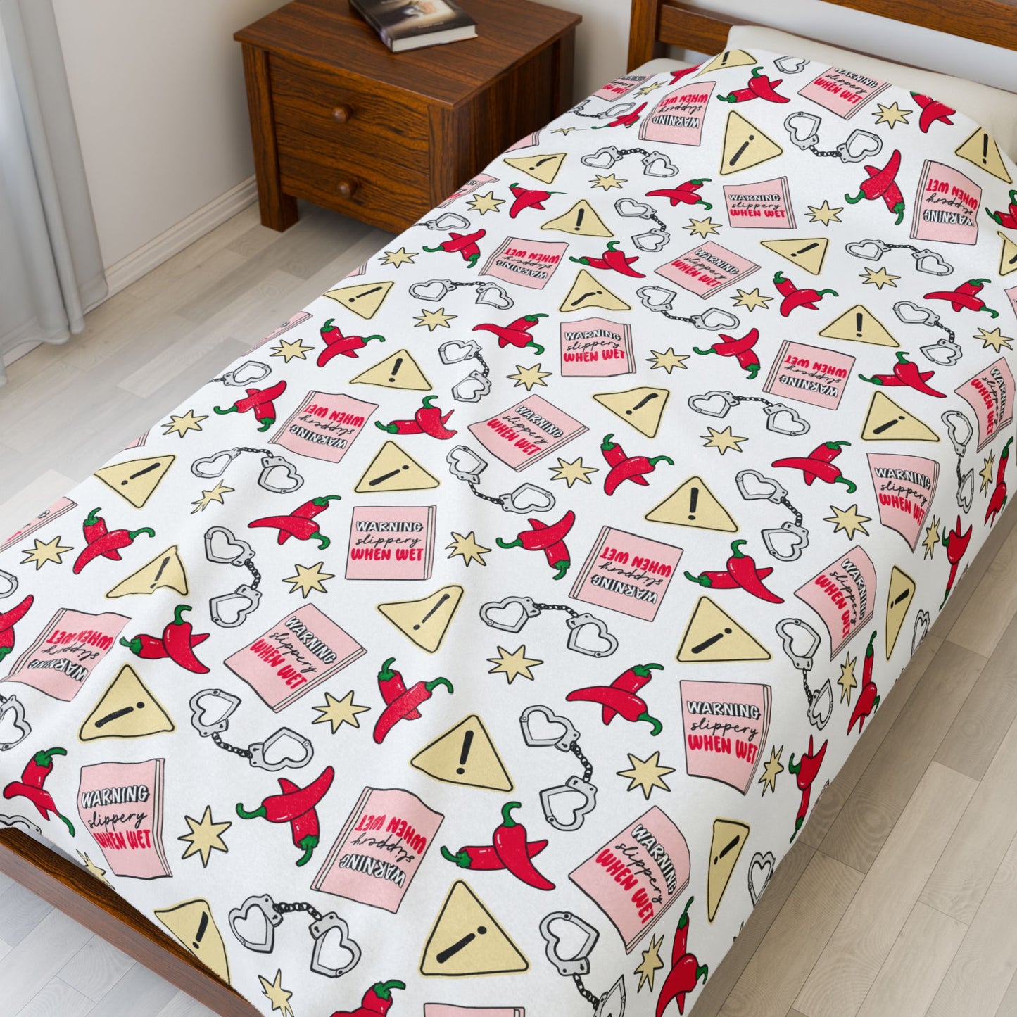 Slippery When Wet Bookish Velveteen Plush Blanket - Cozy Reading Throw