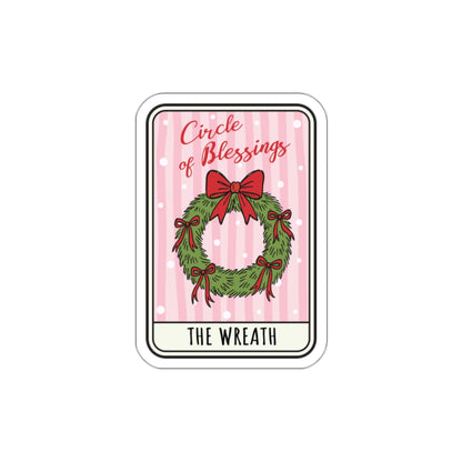 Wreath Tarot Bookish Holiday Die-Cut Sticker - Festive Reading-Themed