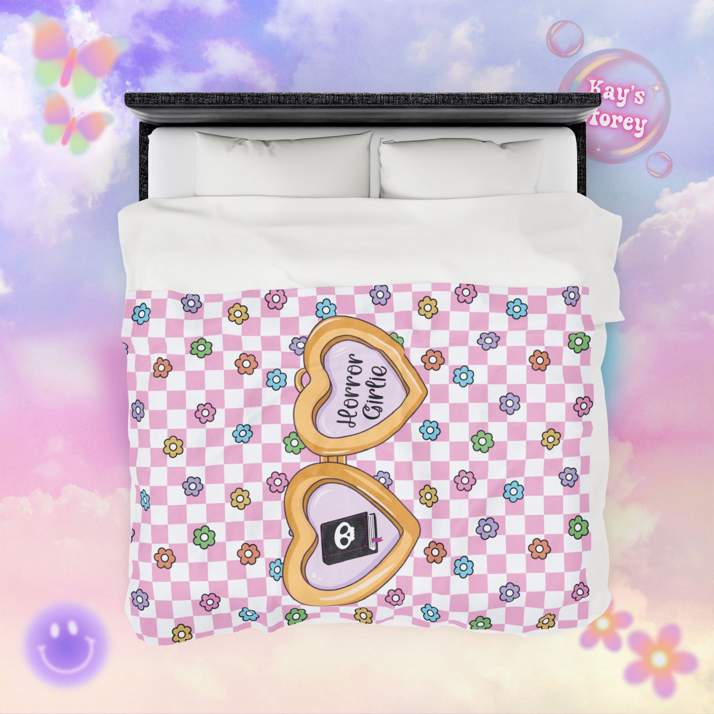 Pink Horror Girlie Velveteen Plush Blanket