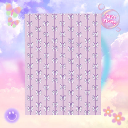 Purple Bows Bookish Velveteen Plush Blanket - Cozy Reading Throw