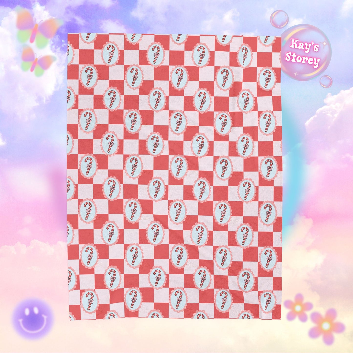 Candy Canes Bookish Velveteen Plush Blanket - Cozy Reading Throw