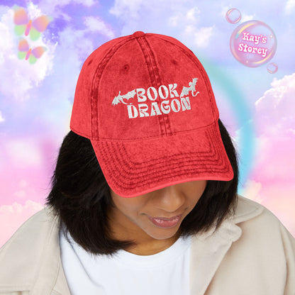 Book Dragon Embroidered Vintage Cap