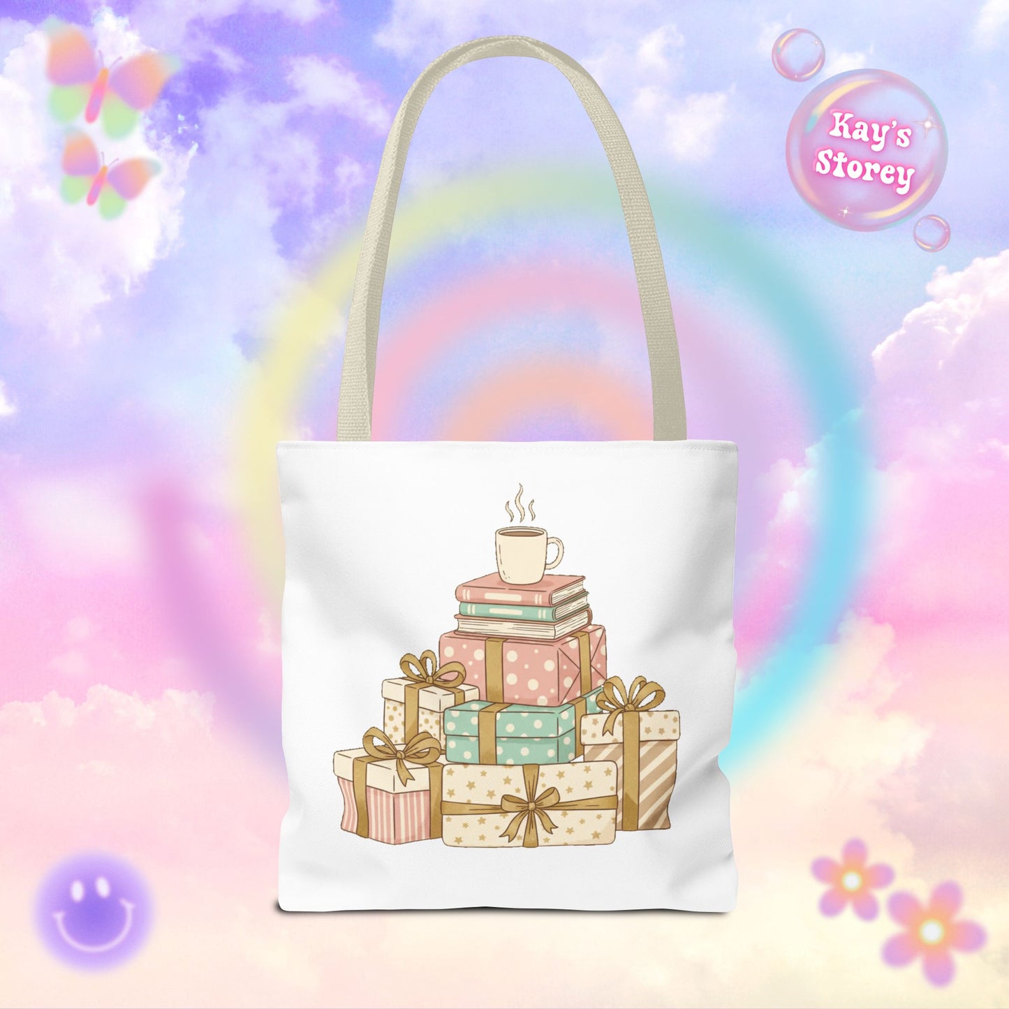 Coffee & Book Stack Tote Bag