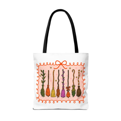 Spooky Season Witches Brooms Book Tote Bag