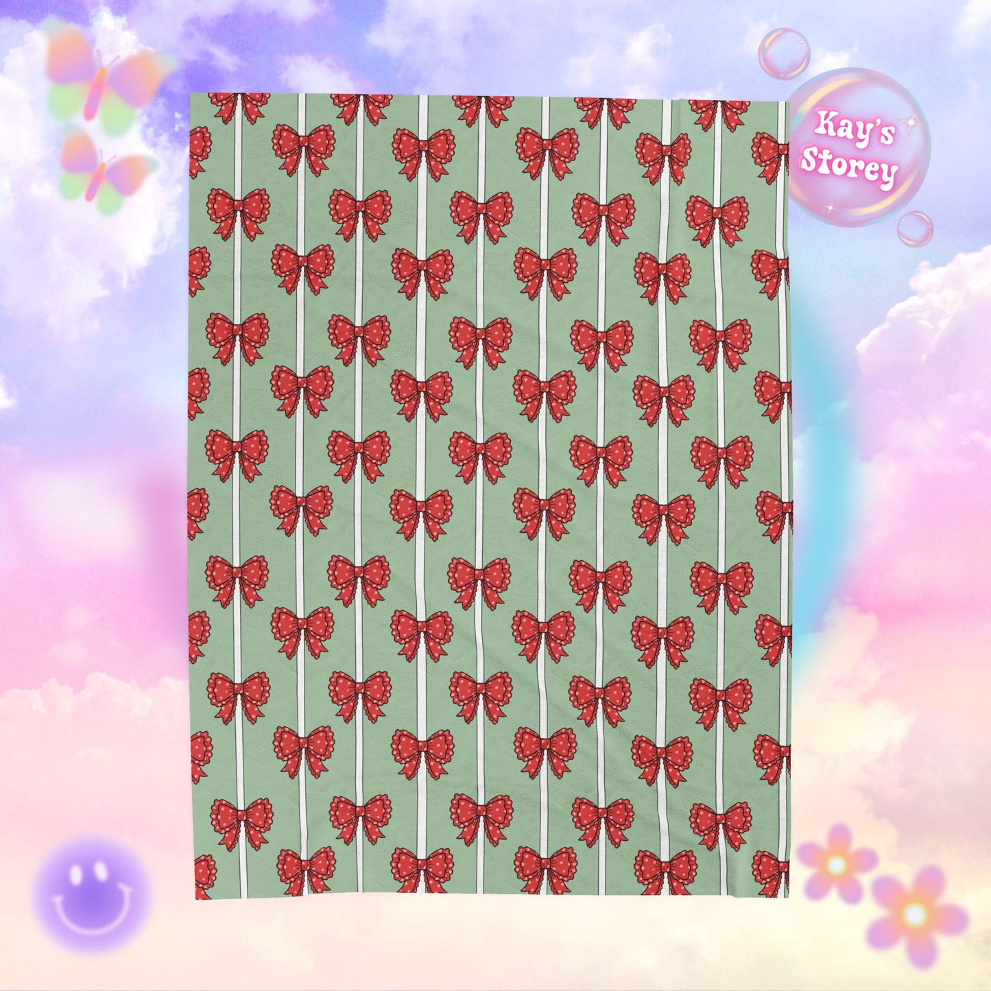 Polka Dot Christmas Bows Bookish Velveteen Plush Blanket - Cozy Reading Throw