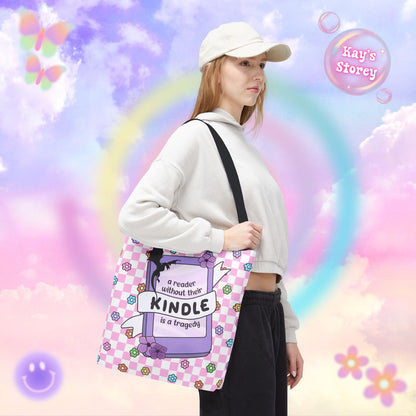 Pink Reader Without Their Kindle Tote Bag