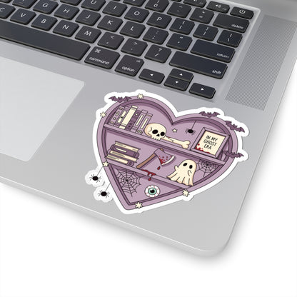 Ghostly Reading Kiss-Cut Sticker, Book Lover Sticker, Cute Sticker Set, Spooky Decals, Halloween Stickers, Vinyl Kindle Stickers