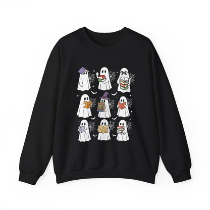 Reading Ghosts Sweatshirt, Long Sleeve Shirt for Spooky Season Bookish Gift,  Halloween Reading Apparel