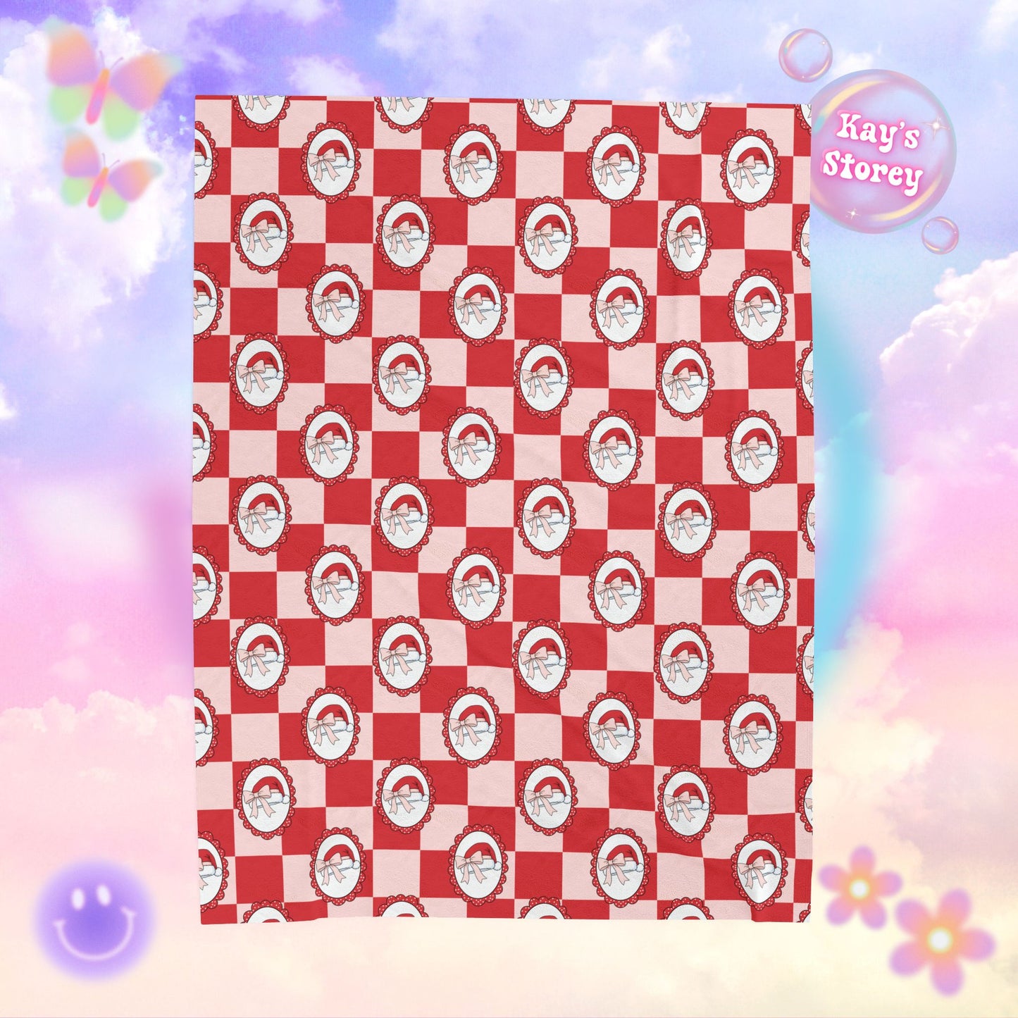 Santa Hats Bookish Velveteen Plush Blanket - Cozy Reading Throw