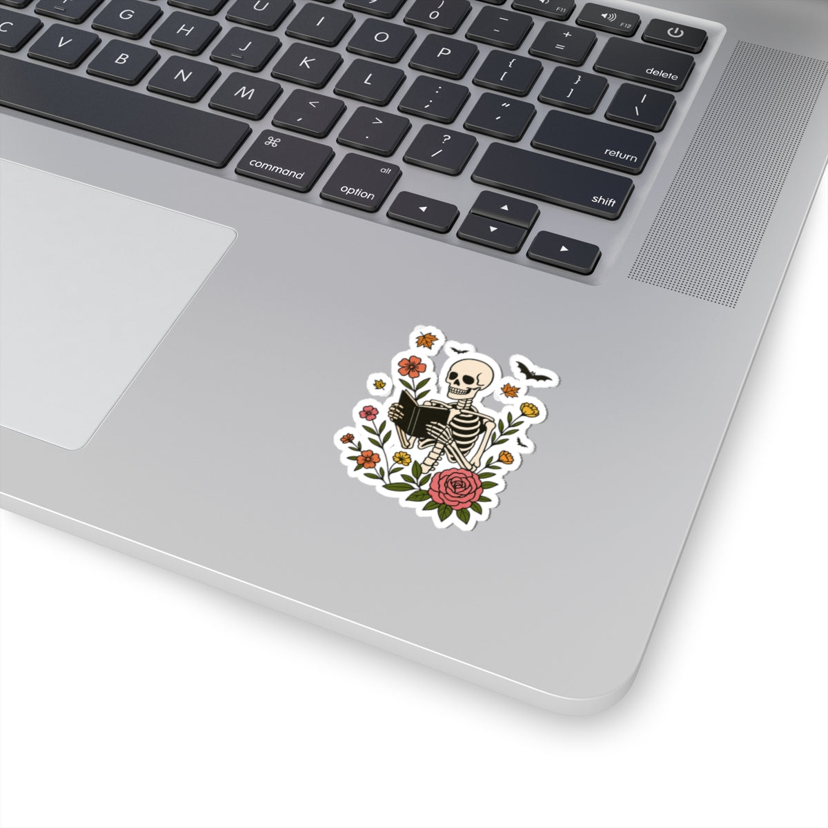 Skeleton Reading Kiss-Cut Sticker, Book Lover Sticker, Cute Sticker Set, Spooky Decals, Halloween Stickers, Vinyl Ghost Stickers