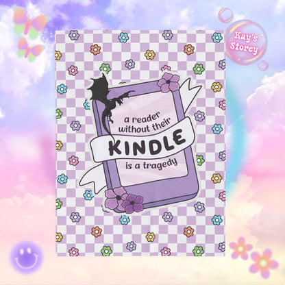 Purple Reader Without Their Kindle Velveteen Plush Blanket