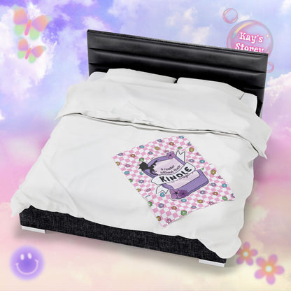 Pink Reader Without Their Kindle Velveteen Plush Blanket
