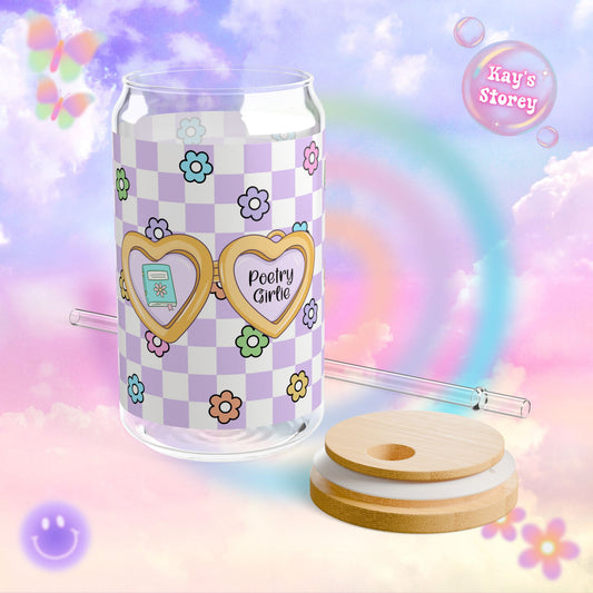 Purple Poetry Girlie Sipper Glass, 16oz