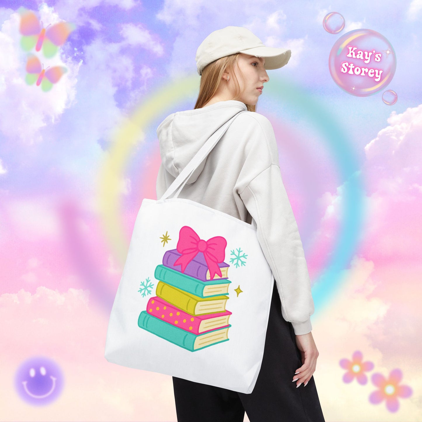 Book Stack Christmas Tote Bag