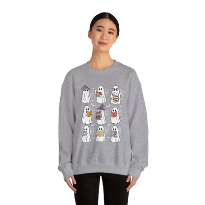 Reading Ghosts Sweatshirt, Long Sleeve Shirt for Spooky Season Bookish Gift,  Halloween Reading Apparel