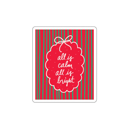 All is Calm, All is Bright Bookish Holiday Die-Cut Sticker - Festive Reading-Themed