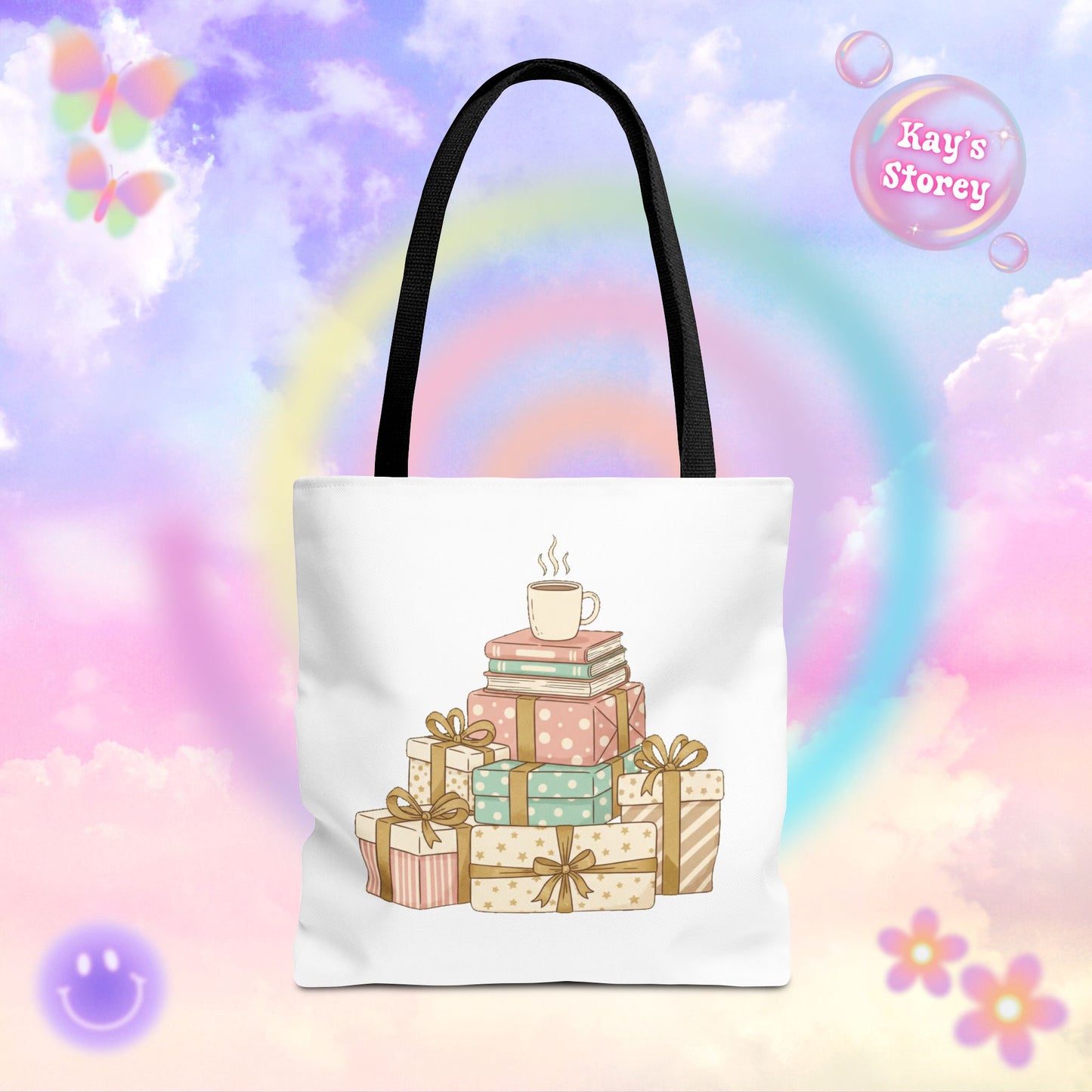 Coffee & Book Stack Tote Bag