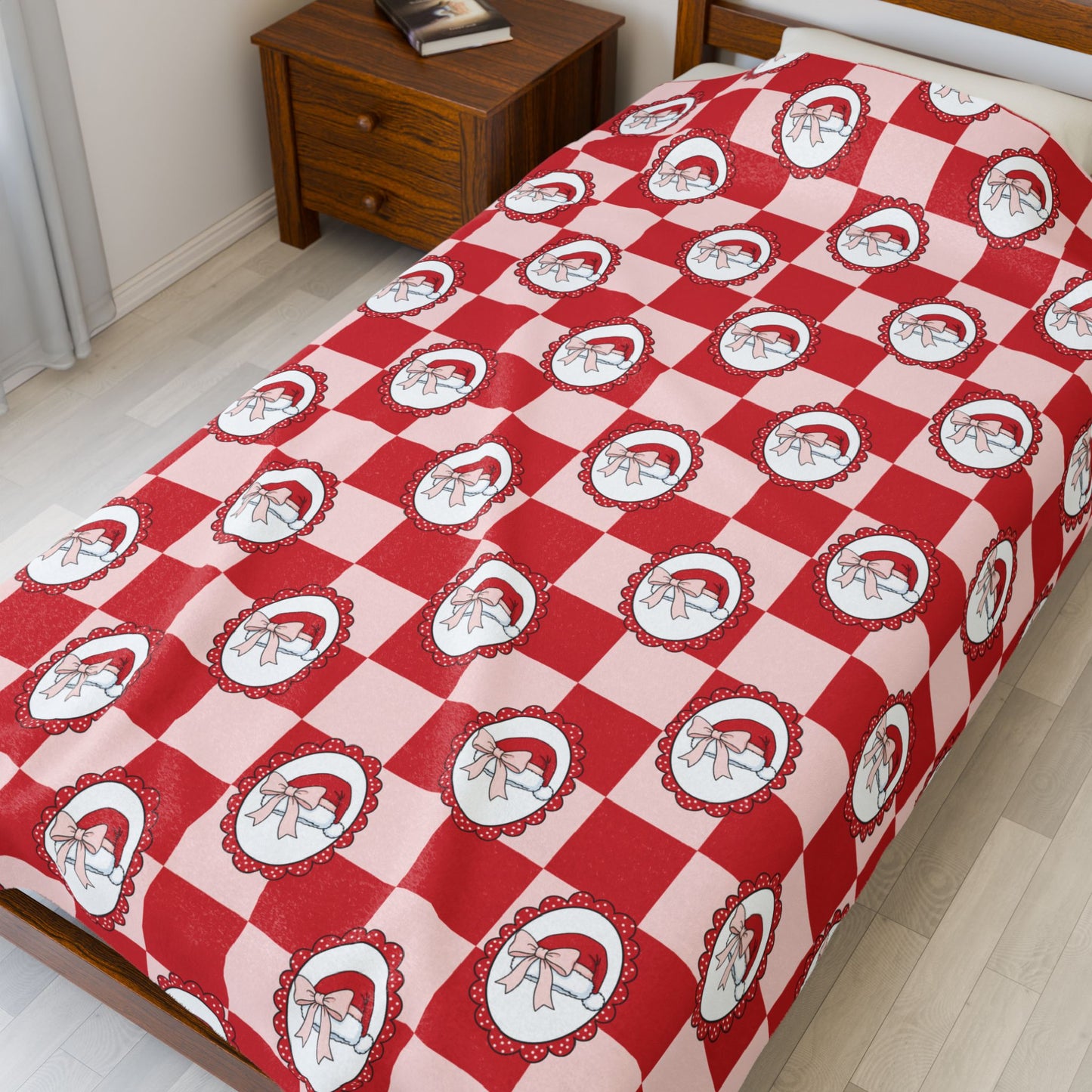 Santa Hats Bookish Velveteen Plush Blanket - Cozy Reading Throw