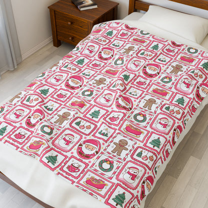 Holiday Bookish Velveteen Plush Blanket - Cozy Reading Throw