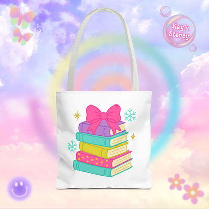 Book Stack Christmas Tote Bag