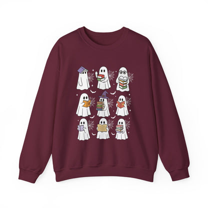 Reading Ghosts Sweatshirt, Long Sleeve Shirt for Spooky Season Bookish Gift,  Halloween Reading Apparel