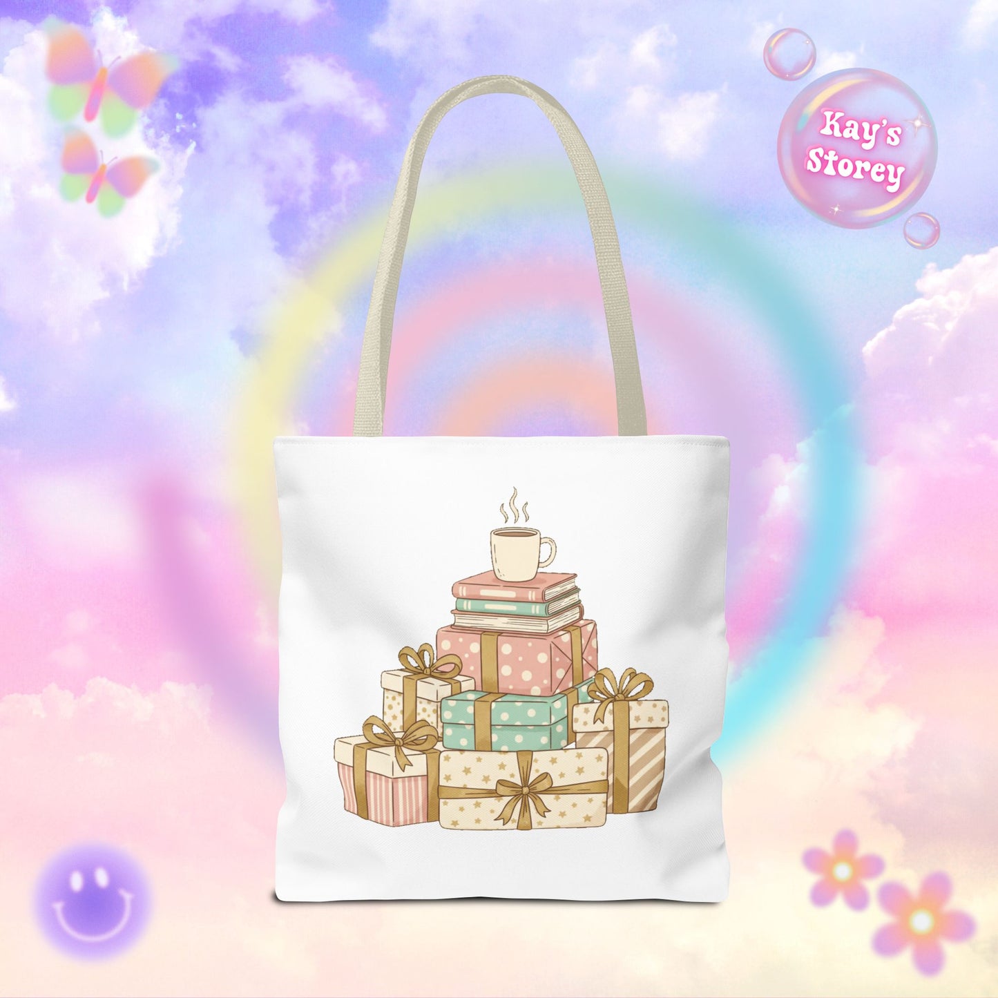 Coffee & Book Stack Tote Bag