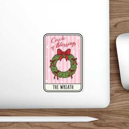 Wreath Tarot Bookish Holiday Die-Cut Sticker - Festive Reading-Themed