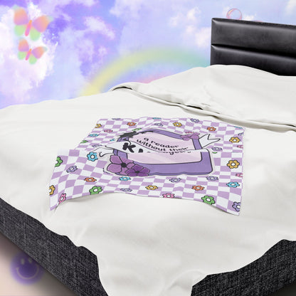 Purple Reader Without Their Kindle Velveteen Plush Blanket