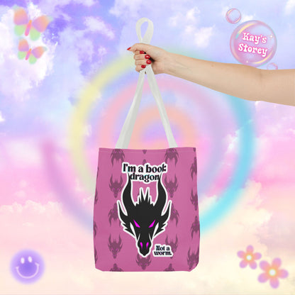 Book Dragon Pink Tote Bag