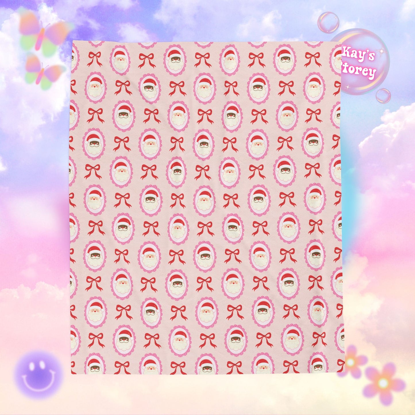 Pink Santa Claus’ Bookish Velveteen Plush Blanket - Cozy Reading Throw