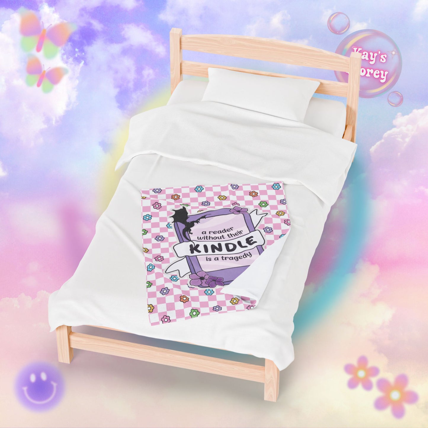 Pink Reader Without Their Kindle Velveteen Plush Blanket