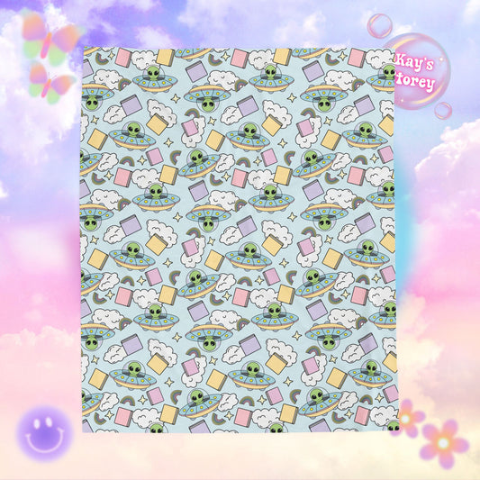 Aliens & Books Bookish Velveteen Plush Blanket - Cozy Reading Throw