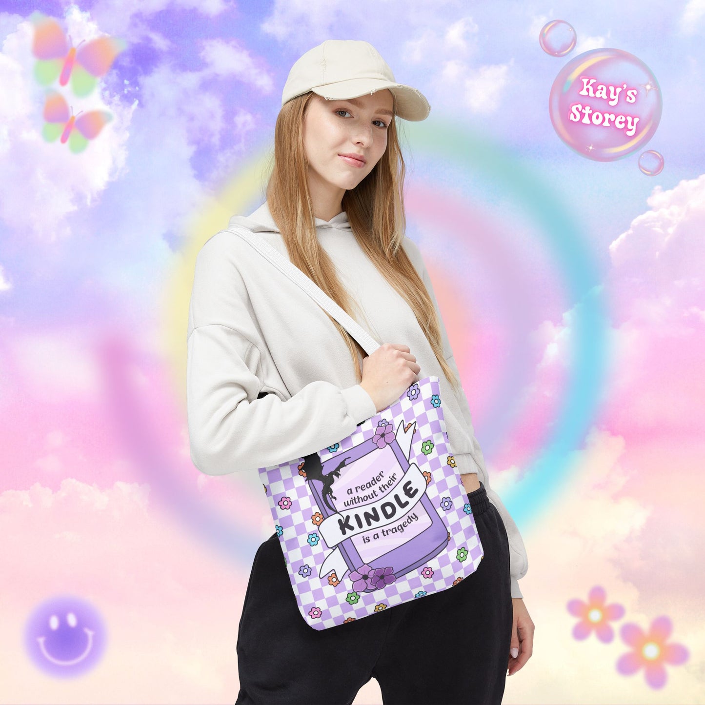 Purple Reader Without Their Kindle Tote Bag