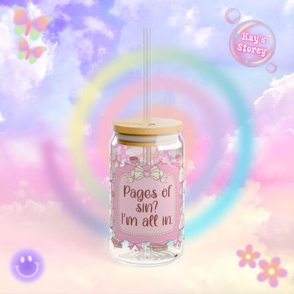 Pages of Sin? I'm All In Sipper Glass