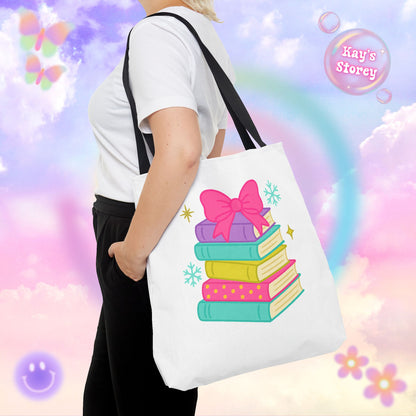 Book Stack Christmas Tote Bag