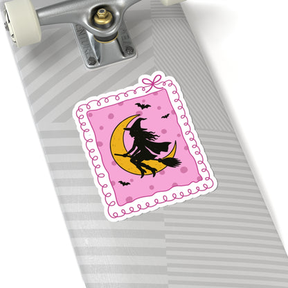 Witchy Night Sticker - Kiss-Cut Stickers, Halloween Sticker, Cute Witch Design, Spooky Sticker, Decorative Sticker for Journals