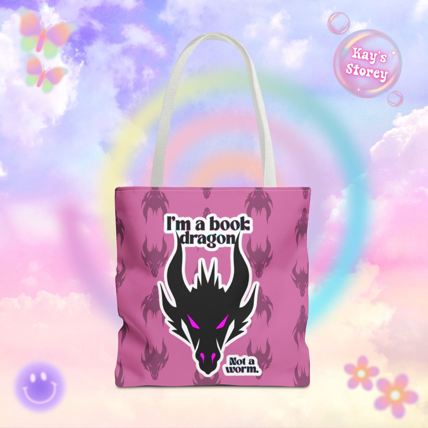 Book Dragon Pink Tote Bag