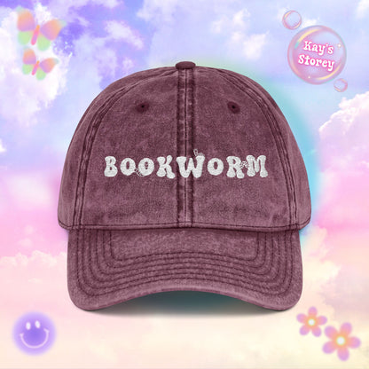 Bookworm Embroidered Vintage Cap