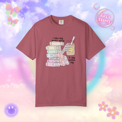 Books Spicy, Coffee Icy Comfort Colors T-Shirt