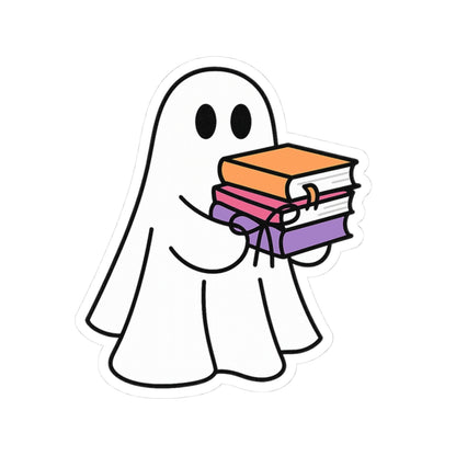Ghostly Reading Kiss-Cut Sticker, Book Lover Sticker, Cute Sticker Set, Spooky Decals, Halloween Stickers, Vinyl Kindle Stickers