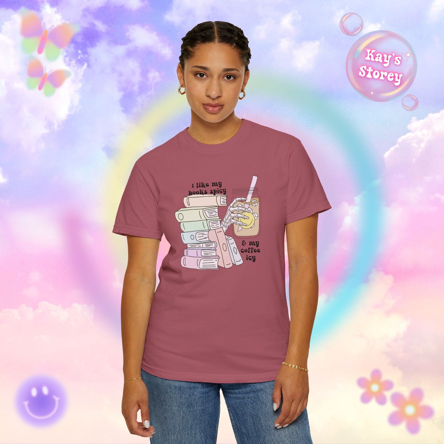 Books Spicy, Coffee Icy Comfort Colors T-Shirt