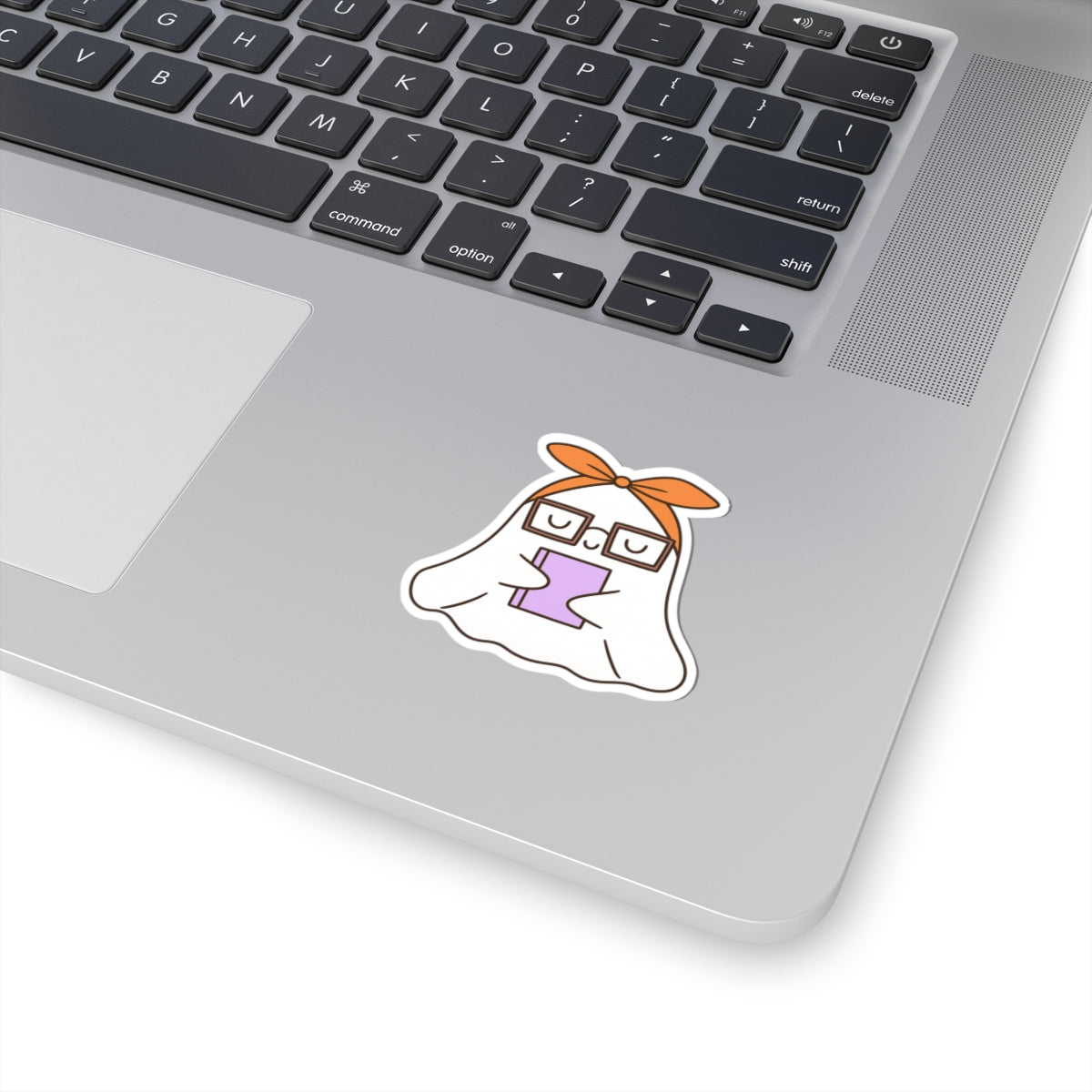 Ghost in Glasses Reading Kiss-Cut Sticker, Book Lover Sticker, Cute Sticker Set, Spooky Decals, Halloween Stickers, Vinyl Kindle Stickers