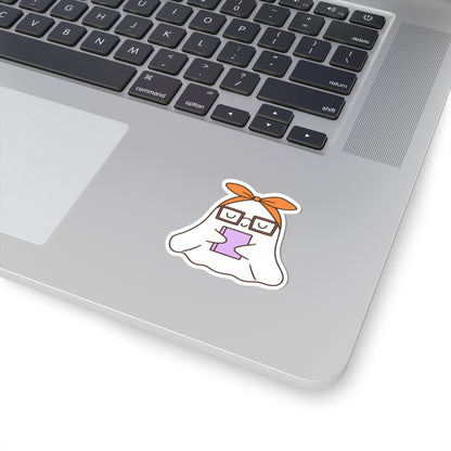 Ghost in Glasses Reading Kiss-Cut Sticker, Book Lover Sticker, Cute Sticker Set, Spooky Decals, Halloween Stickers, Vinyl Kindle Stickers