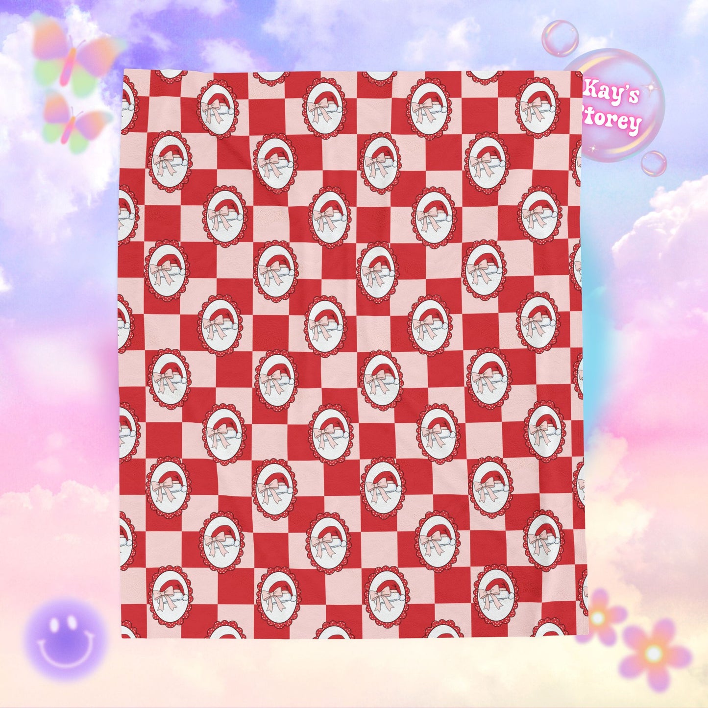 Santa Hats Bookish Velveteen Plush Blanket - Cozy Reading Throw