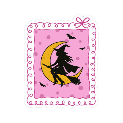 Witchy Night Sticker - Kiss-Cut Stickers, Halloween Sticker, Cute Witch Design, Spooky Sticker, Decorative Sticker for Journals