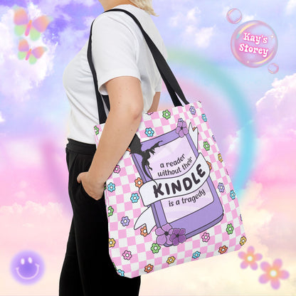 Pink Reader Without Their Kindle Tote Bag